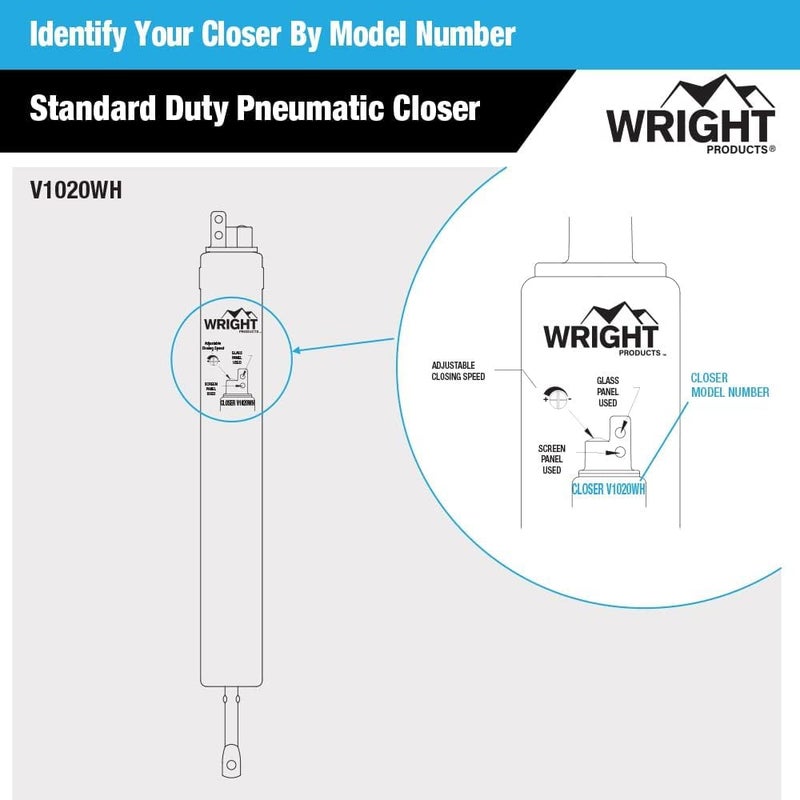 Wright Products Standard Duty Pneumatic Screen & Storm Door Closer â€“ Adjustable Closing Speed, Quiet Operation, Easy Installation (Transitional, White) - Image 5